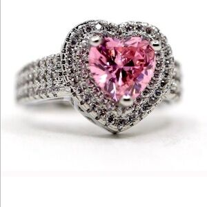 🆕 925 Pink Heart Sapphire Ring Offers Welcome😘